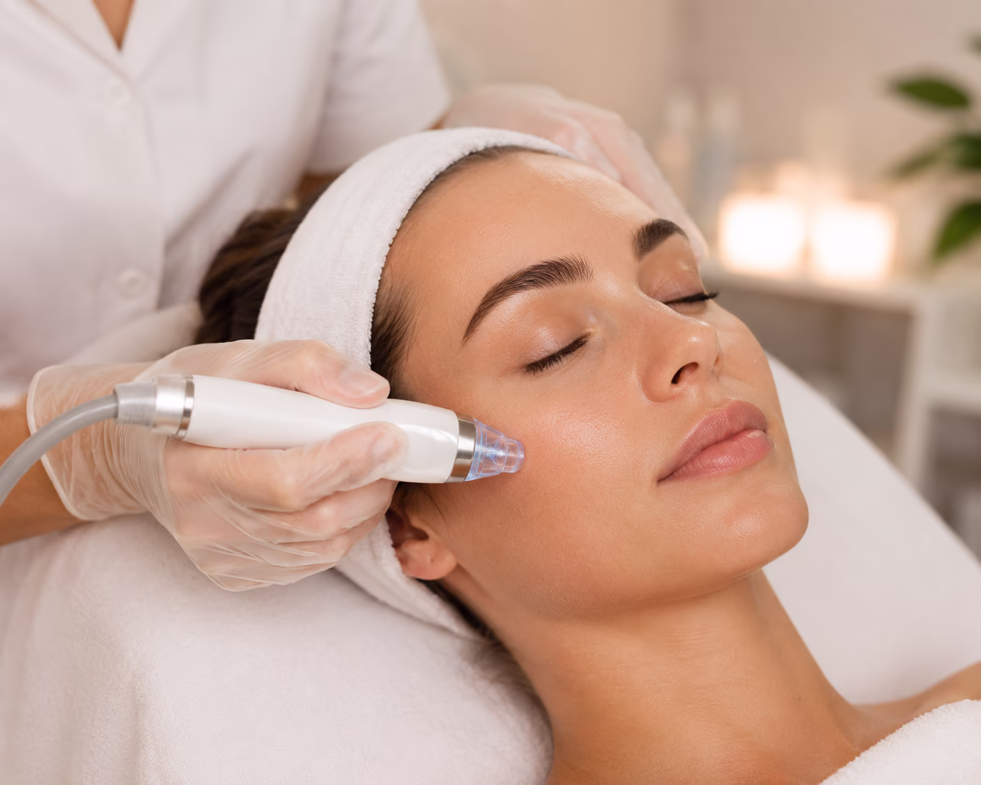 Stemningsbillede med microneedling-udstyr, serum og hudplejecreme til SkinPen-behandling hos Beauty Star.